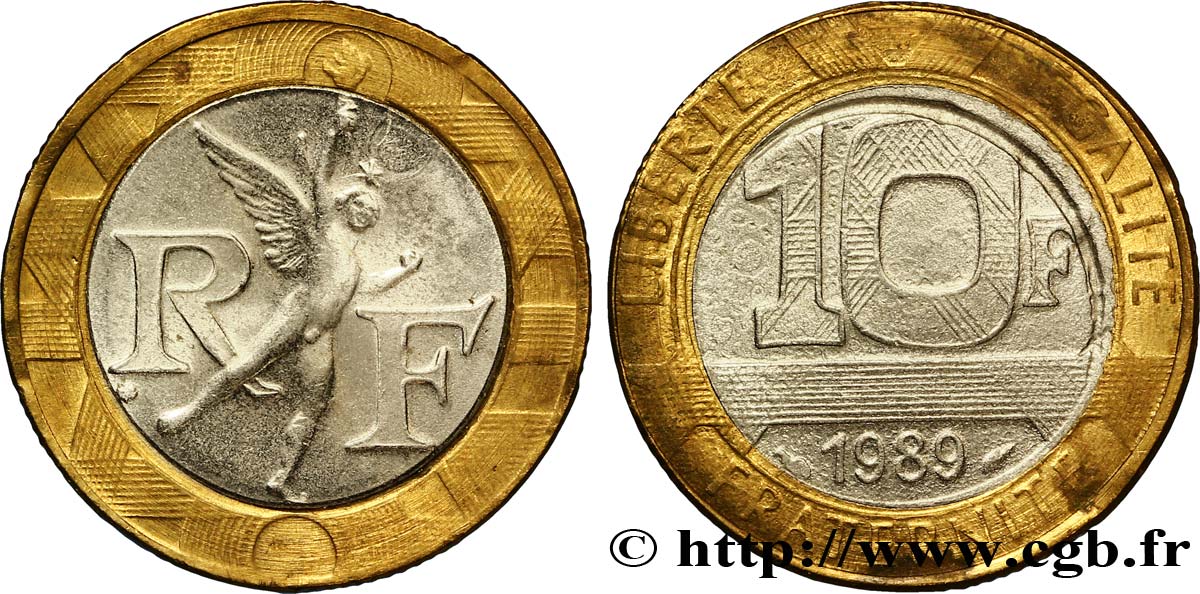 Faux de 10 francs Génie de la Bastille 1989 Pessac F.375/3 var. VZ55 