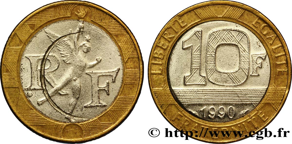 Faux de 10 francs Génie de la Bastille 1990 Pessac F.375/5 var. AU53 