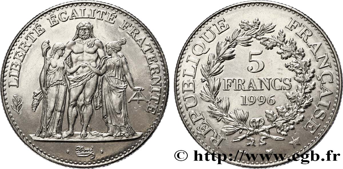 5 francs Hercule de Dupré 1996  F.346/2 fST63 