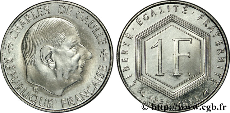 1 franc De Gaulle, avec halo 1988  F.227/2 SUP60 