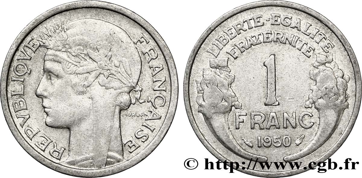 1 franc Morlon, légère 1950  F.221/17 AU53 
