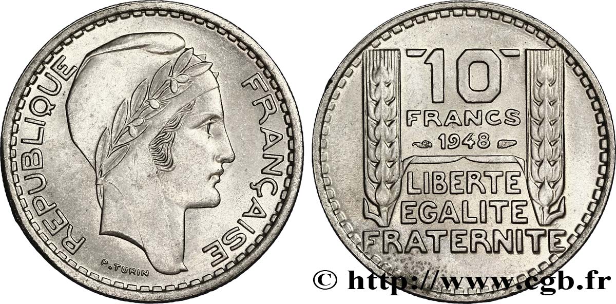 10 francs Turin, petite tête 1948  F.362/3 SUP60 