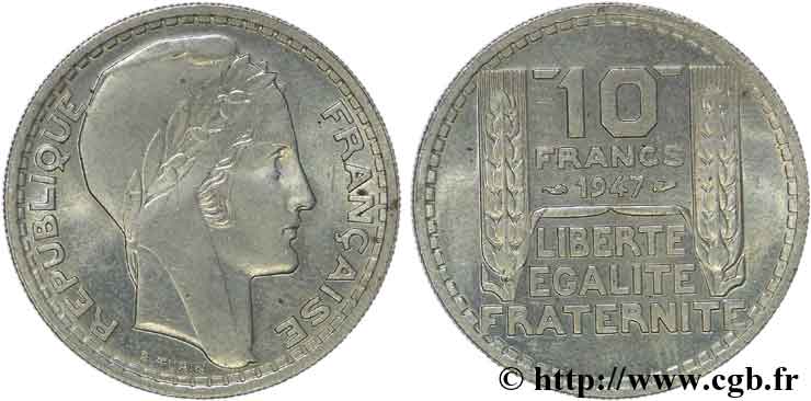 10 francs Turin, grosse tête 1947  F.361A/4 SPL63 