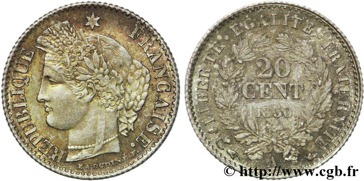 20 centimes Cérès, IIe République 1850 Paris F.146/2 SUP58 