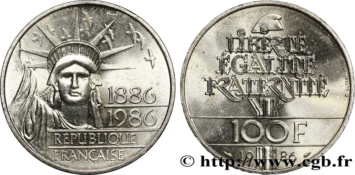 100 francs Liberté (Statue de la) 1986  F.454/2 AU58 