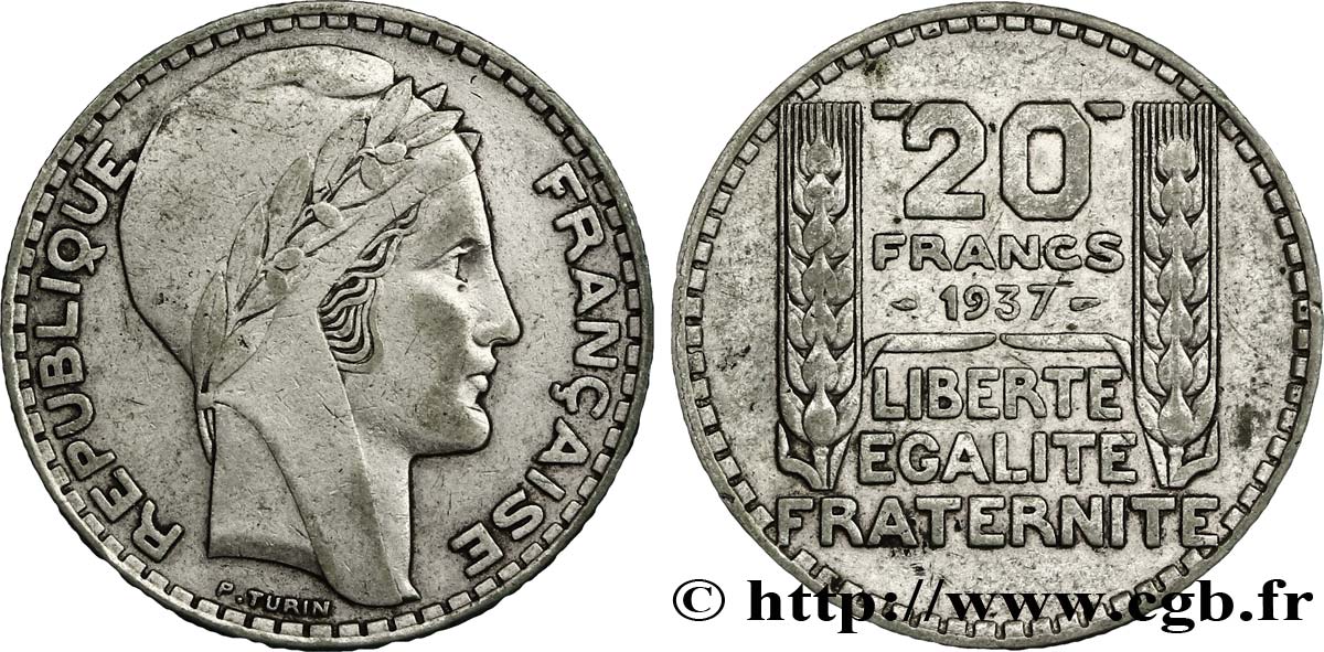 20 francs Turin 1937  F.400/8 TTB48 