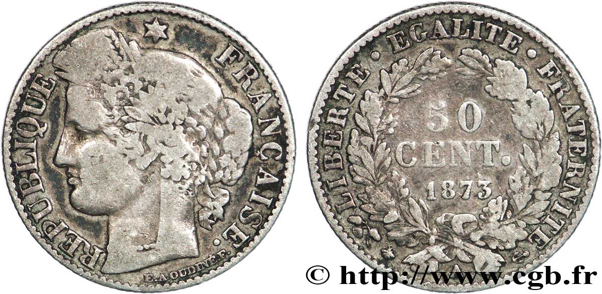 50 centimes Cérès, Troisième République 1873 Paris F.189/5 F15 