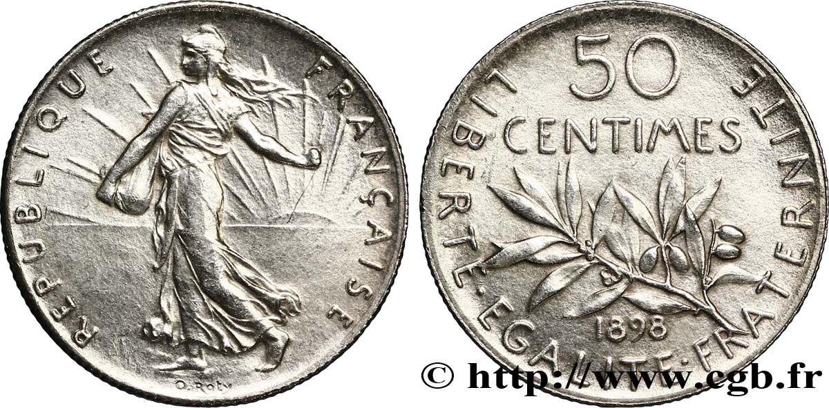 50 centimes Semeuse 1898 Paris F.190/3 SUP60 