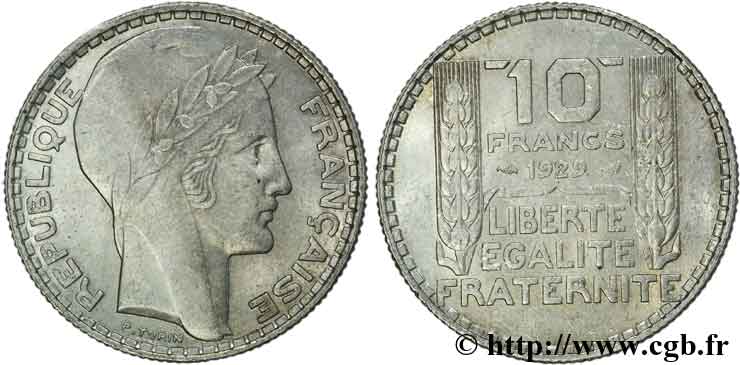 10 francs Turin 1929  F.360/2 SPL60 