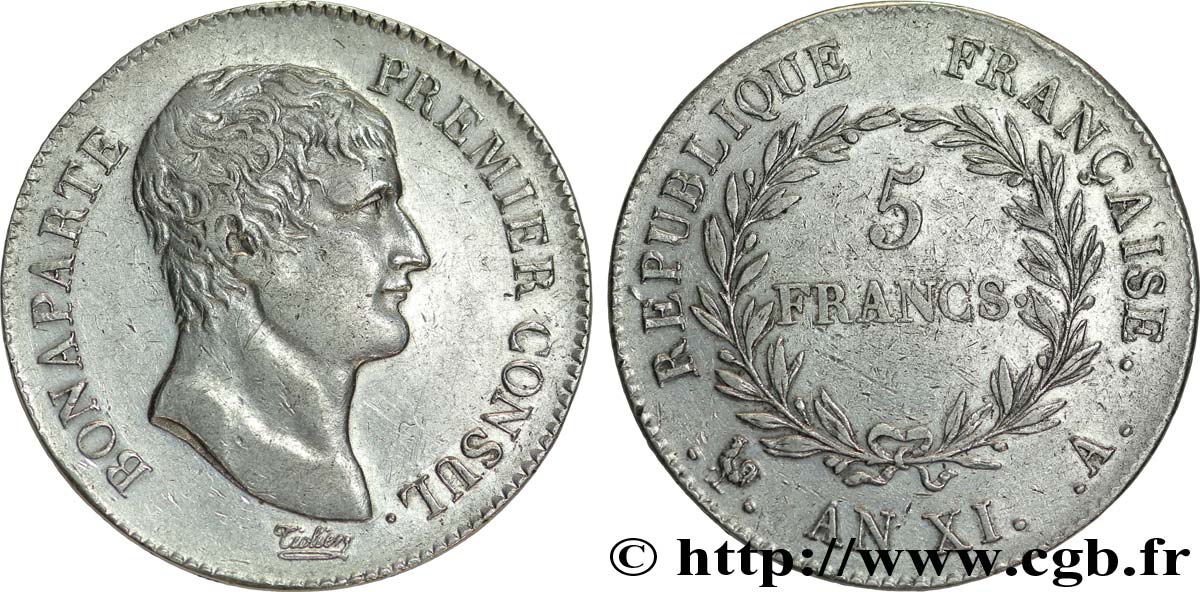 5 francs Bonaparte Premier Consul 1803 Paris F.301/1 TTB50 