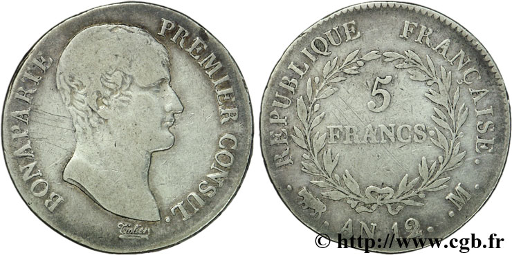 5 francs Bonaparte Premier Consul 1804 Toulouse F.301/20 TB25 