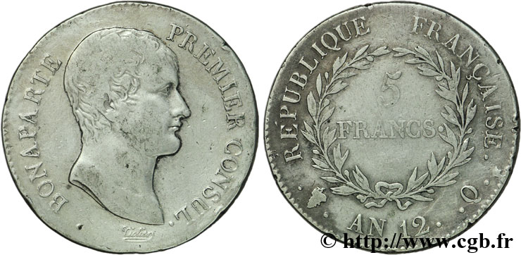 5 francs Bonaparte Premier Consul 1804 Perpignan F.301/23 MB25 
