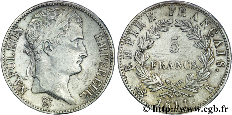 5 francs Napoléon Empereur, Empire français 1811 Bordeaux F.307/33 TTB52 