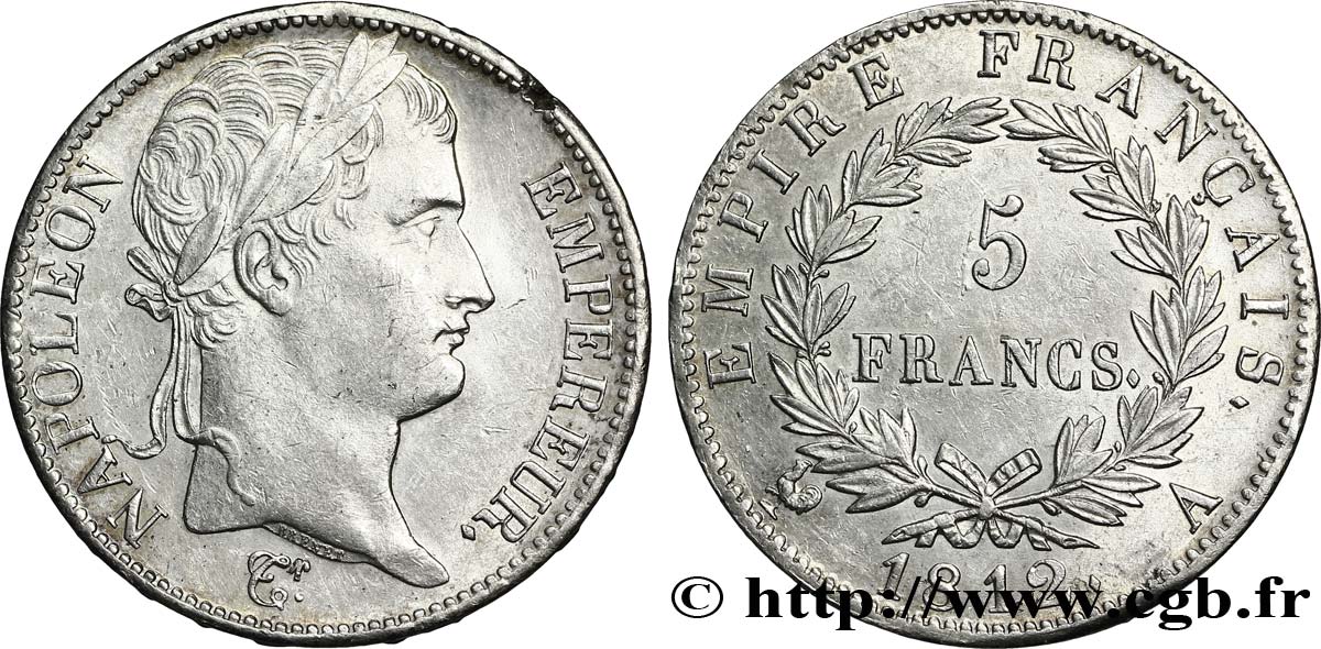 5 francs Napoléon Empereur, Empire français 1812 Paris F.307/41 SUP56 