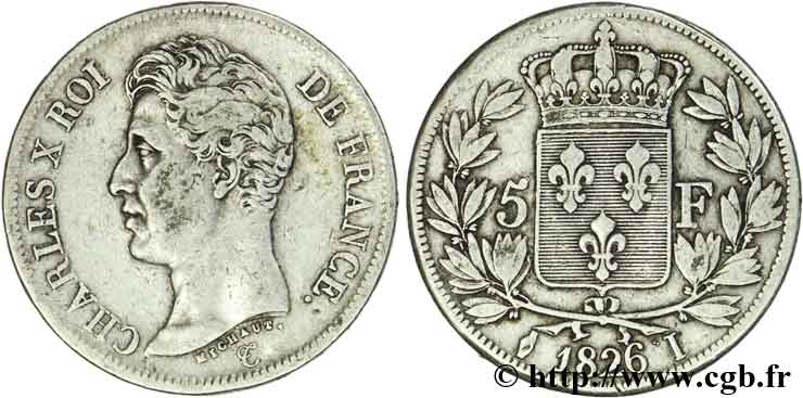 5 francs Charles X, 1er type 1826 Limoges F.310/20 MB35 