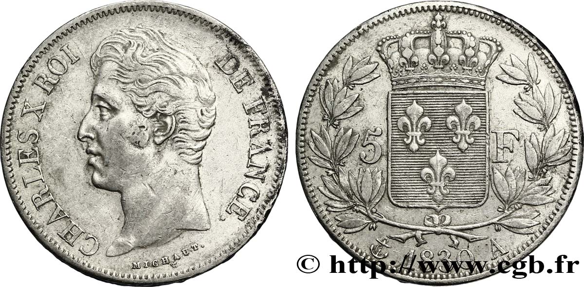 5 francs Charles X, 2e type 1830 Paris F.311/40 TTB50 