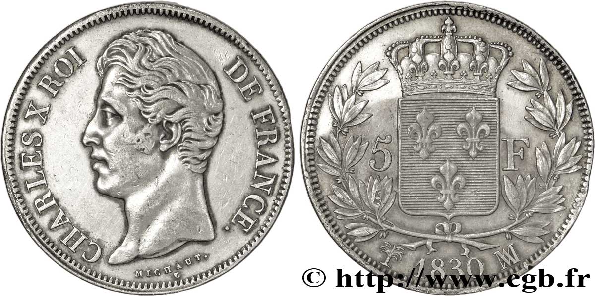 5 francs Charles X, 2e type 1830 Marseille F.311/49 TTB52 
