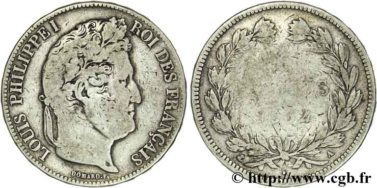 5 francs IIe type Domard 1832 Paris F.324/1 B13 