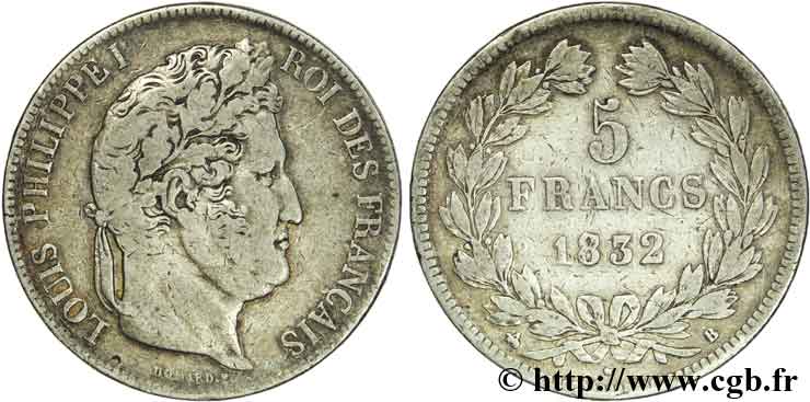 5 francs IIe type Domard 1832 Rouen F.324/2 TB20 