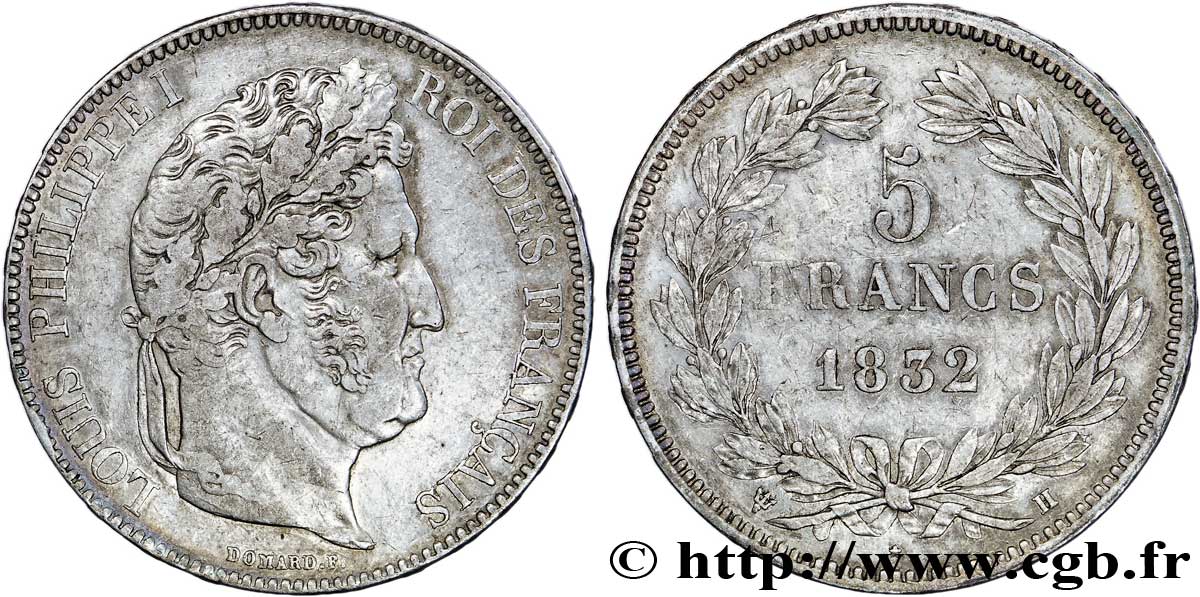 5 francs IIe type Domard 1832 La Rochelle F.324/5 TTB50 