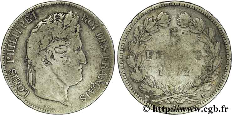 5 francs IIe type Domard 1832 Bayonne F.324/8 S15 