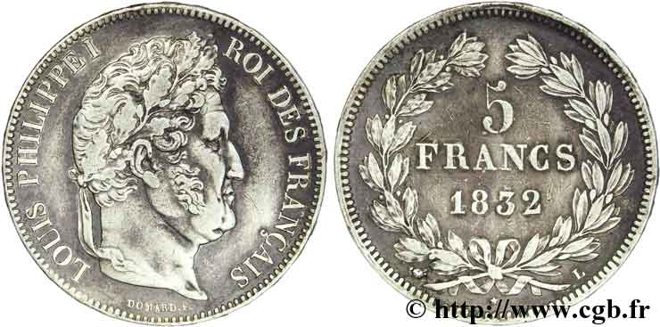 5 francs IIe type Domard 1832 Bayonne F.324/8 BB50 