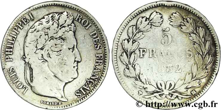 5 francs IIe type Domard 1832 Marseille F.324/10 SGE12 