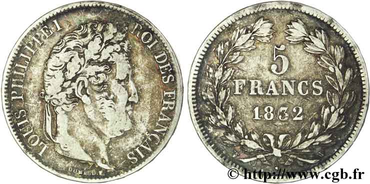 5 francs IIe type Domard 1832 Lille F.324/13 TB25 