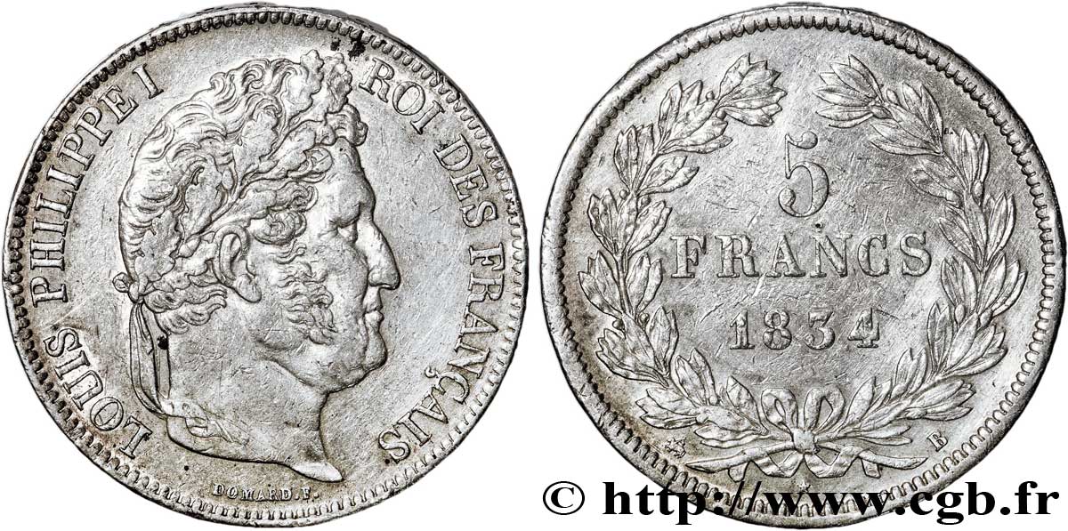 5 francs IIe type Domard 1834 Rouen F.324/30 MBC53 