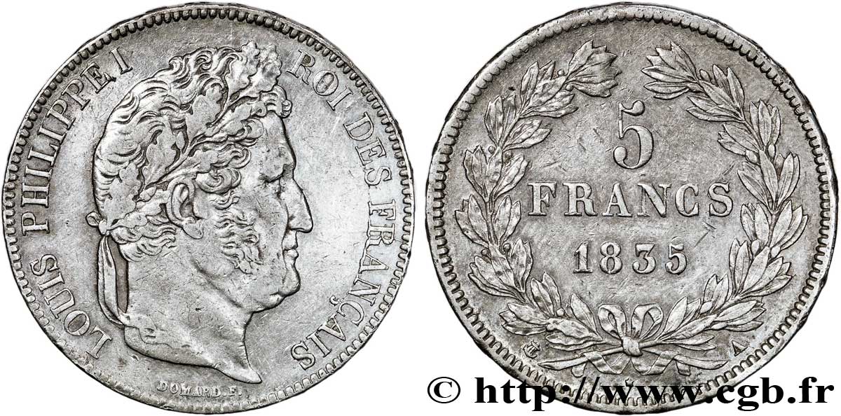5 francs IIe type Domard 1835 Paris F.324/42 XF48 