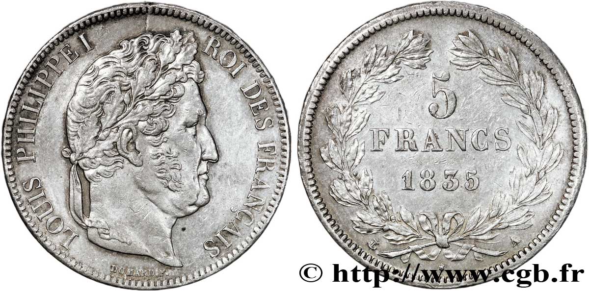 5 francs IIe type Domard 1835 Paris F.324/42 AU53 