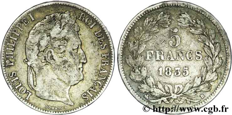 5 francs IIe type Domard 1835 Rouen F.324/43 VF25 