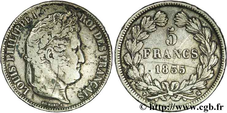 5 francs IIe type Domard 1835 Marseille F.324/50 F18 