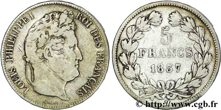 5 francs IIe type Domard 1837 Lille F.324/67 TB15 