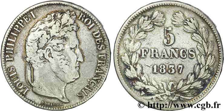 5 francs IIe type Domard 1837 Lille F.324/67 TB20 