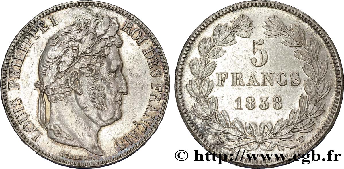 5 francs IIe type Domard 1838 Lille F.324/74 TTB54 