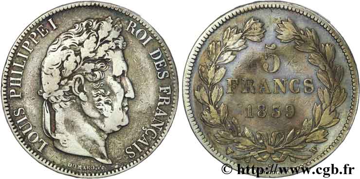 5 francs IIe type Domard 1839 Lille F.324/82 VF28 