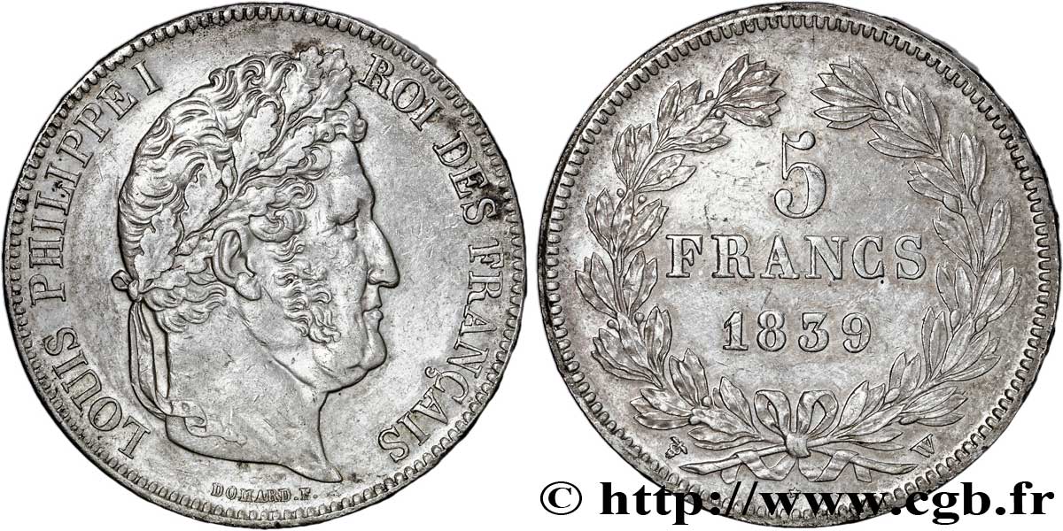5 francs IIe type Domard 1839 Lille F.324/82 TTB50 