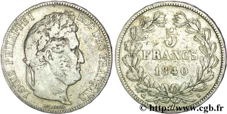 5 francs IIe type Domard 1840 Rouen F.324/84 BC18 
