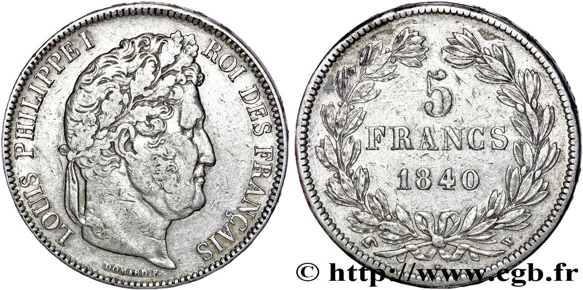 5 francs IIe type Domard 1840 Lille F.324/89 VF30 