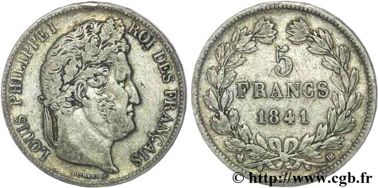 5 francs IIe type Domard 1841 Strasbourg F.324/92 VF25 