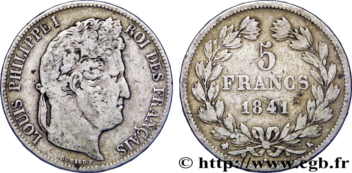 5 francs IIe type Domard 1841 Bordeaux F.324/93 VF20 