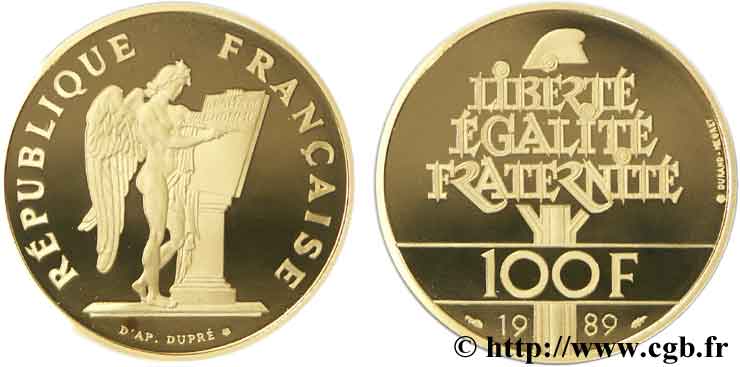 Belle Epreuve Or 100 francs - Droits de l Homme  1989 Pessac F.1605 1 FDC68 