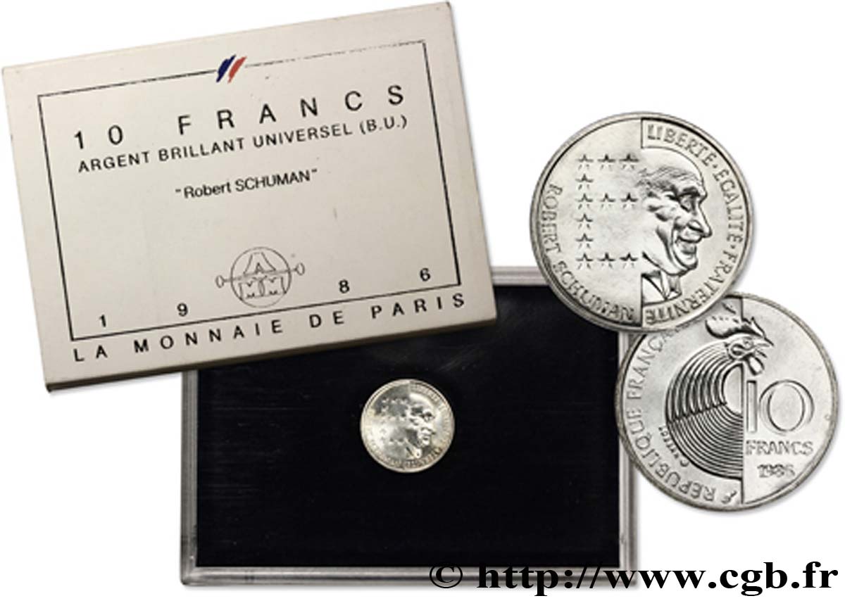 Brillant Universel argent 10 francs Robert Schuman 1986 Paris F5.1303 3 ST 