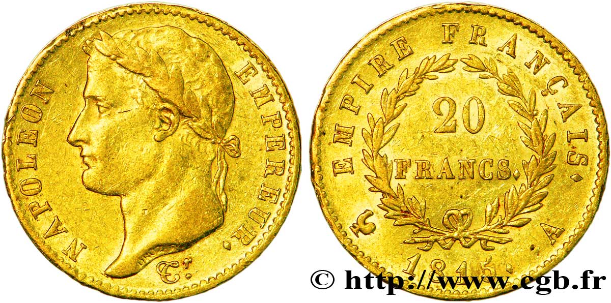 20 francs or Napoléon tête laurée, Empire français 1815 Paris F.516A/1 TTB45 