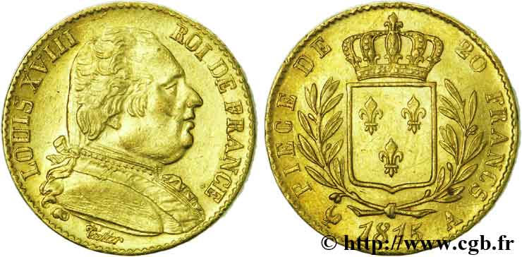 20 francs or Louis XVIII, buste habillé 1815 Paris F.517/10 MBC52 