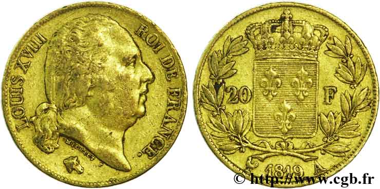 20 francs or Louis XVIII, tête nue 1819 Paris F.519/15 TTB45 