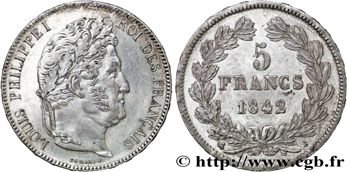 5 francs IIe type Domard 1842 Rouen F.324/96 TTB53 