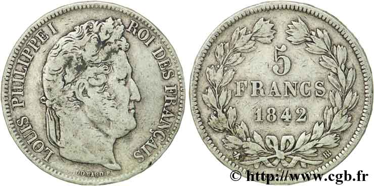 5 francs IIe type Domard 1842 Strasbourg F.324/97 TB20 