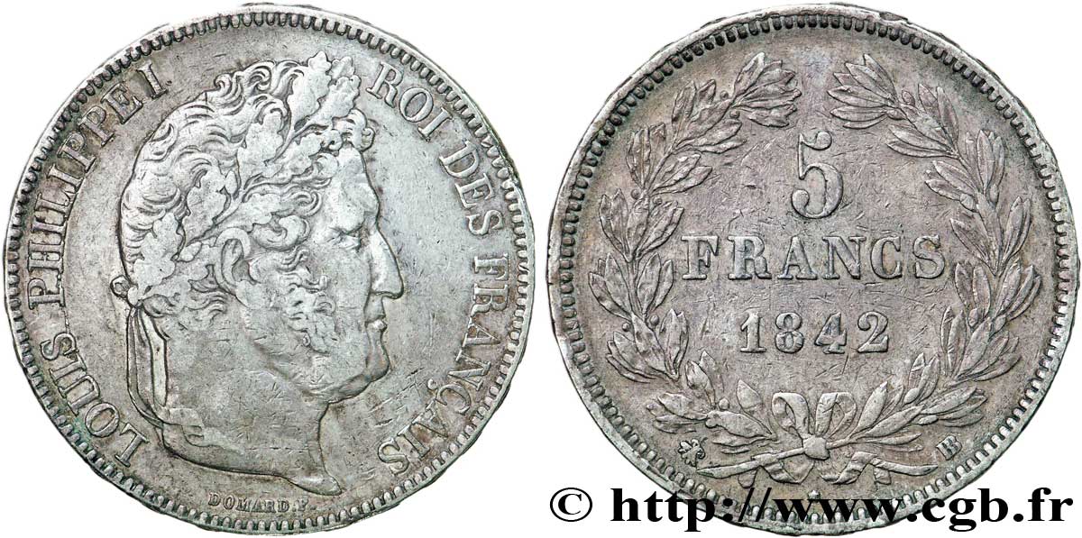 5 francs IIe type Domard 1842 Strasbourg F.324/97 BC30 